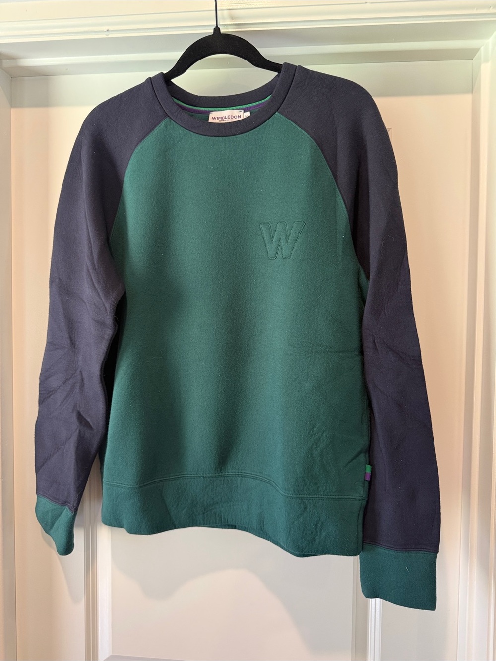 Wimbledon Tennis Preppy Navy Green Varsity Sweatshirt Size Medium